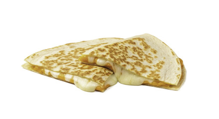 Grilled Quesadilla Slices with Cheese Filling on a Golden Background