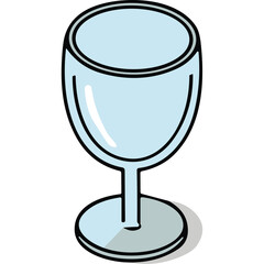 Simple Light Blue Glass Goblet With Stem And Circular Base And Shadow Isolated On Transparent Background