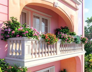 Beautiful Balcony with Colorful Flowers