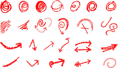 set of red and white arrows