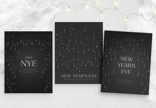 Luxury New Years Eve Party Flyer Poster Template in Luxe Minimalist Style