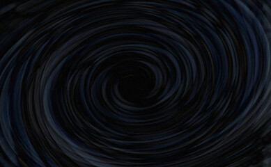 黒の色をベースにくるくる回るエネルギーの渦やらせんやトンネルの空間をイメージした模様でデザインした抽象的な背景や壁紙やテクスチャ
