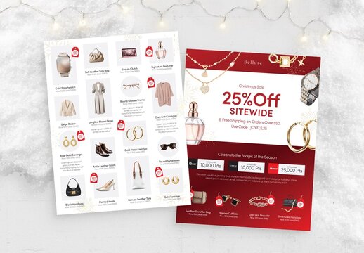 Christmas Sale Catalog Poster Template for Festive Product Catalogue Flyers & Winter Discount Promos, January Sale Poster Template