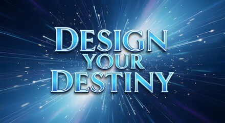 Inspirational digital graphic with the phrase 'Design Your Destiny' set against a dynamic cosmic background with radiant light effects