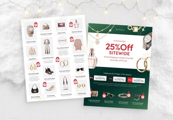 Christmas Sale Catalog Poster Template for Festive Product Catalogue Flyers & Winter Discount Promos, January Sale Poster Template