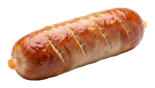 Grilling delicious sausages at backyard bbq party isolated on transparent background