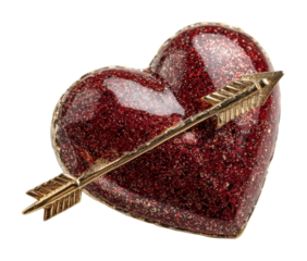 Romantic heart with arrow detailed elegant design artistic view isolated on transparent background