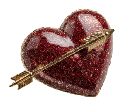 Romantic heart with arrow detailed elegant design artistic view isolated on transparent background