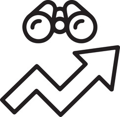 Fototapeta premium Binoculars and upward trend arrow icon