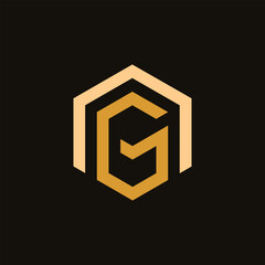 Hexagon design of the AG letter logo shape