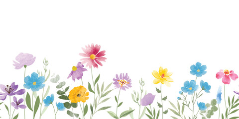 watercolor arrangements with small flower. Botanical illustration minimal style.