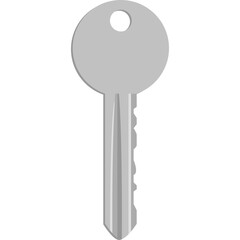 Simple Silver Key With Serrated Edge and Round Bow Isolated On Transparent Background For Security Access And Solutions