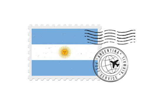 Postage stamp Argentina. Rubber postal stamp Argentina. Vintage vector illustration in grunge style.