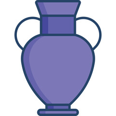 Simple Purple Ancient Amphora Vessel With Two Handles On A Transparent Background
