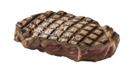 Grilled Steak on Brown Background with Detailed Grill Marks and Lighting