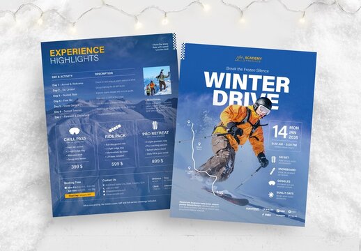 Winter Ski Flyer Template for Ski Trips, Apres Ski & Winter Travel Offers