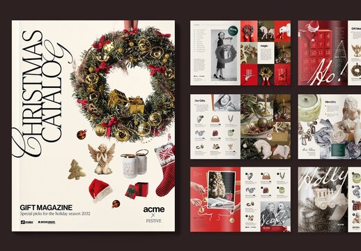 Christmas Catalog Template for Holiday Season Magazine & Christmas Gift Guide Brochures