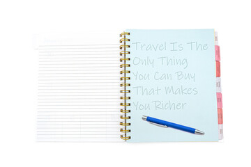 notebook with the inscription on blue background