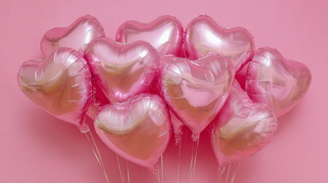 Romantic valentine’s day background with floating 3d red hearts and glossy heart balloons, festive love banner design for greeting card, wedding invitation, or romantic celebration decoration concept 