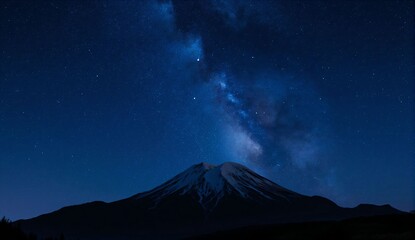 Starry night sky over mountain silhouette - ultra realistic photo
