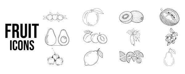 FRUIT ICONS ON WHITE BACKGROUND