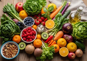 Fresh Green Beans and Vegetables &ndash; Organic Produce and Healthy Food Concept