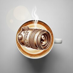 Start your day with creativity and focus with this latte art camera lens, perfect for photographers and coffee lovers who appreciate a unique blend