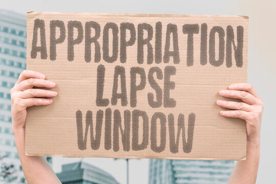 "Appropriation Lapse Window" Funding runs out briefly. APPROPRIATION. LAPSE. FUNDING. RUN. BRIEF.