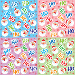 cute santa pattern with ho ho ho text for gift wrap