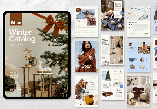 Digital Winter Catalog Template for Christmas Gift Guides, Winter Catalogues, Brochures & Magazines