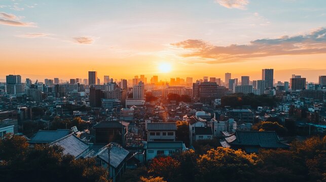City skyline at sunset, vibrant colors (1)
