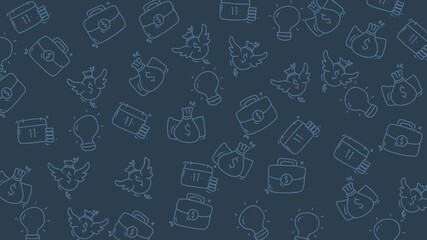 Background pattern with financial and business themed doodles suitable for presentations, websites, and social media graphics to add a professional touch.