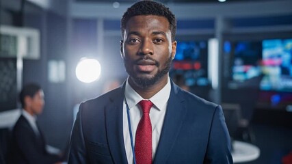A Professional African American News Anchor in Studio - Powered by Adobe
