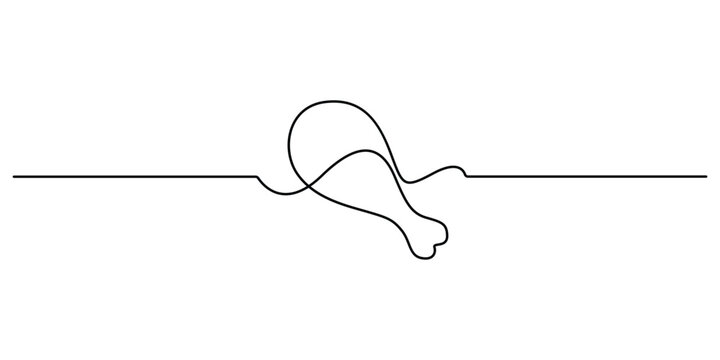 Fried chicken drumstick continuous one line drawing minimalist style art vector illustration