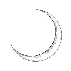 Stylized One Line Art Illustration of a Crescent Moon on Black Background