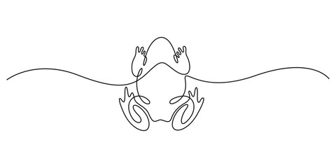 Obraz premium Frog in one continuous line drawing. Single line art, minimalist style animal vector. Graphic illustration