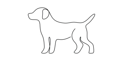 Continuous one line art drawing of dog. Abstract dog single line art minimalist style vector illustration