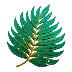 Isolated green layered paper cut palm leaf illustration on black