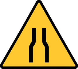 Road sign for road narrowing