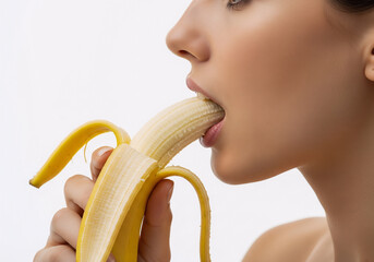 Close Up Eating a Banana in Natural Light