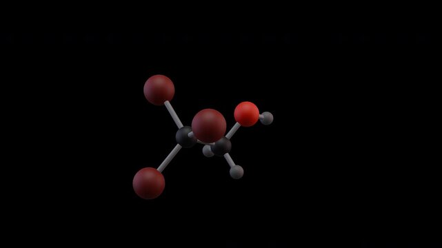 3d Molecular Model of Bromoethanol Molecule with Bromine Atoms and Hydroxyl Group