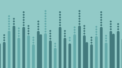 Obraz premium A teal background with vertical bars and dots of varying heights in shades of teal and dark teal