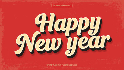 Happy new year 3d vintage style text effect