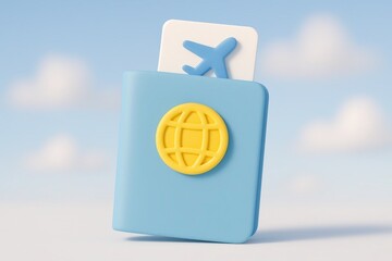 Journey's Beginning: A vibrant image of a passport and ticket, symbolizing the gateway to exploration and new adventures. The passport features a world globe icon.