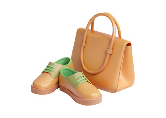 A 3d handbag and a pair of dress shoes