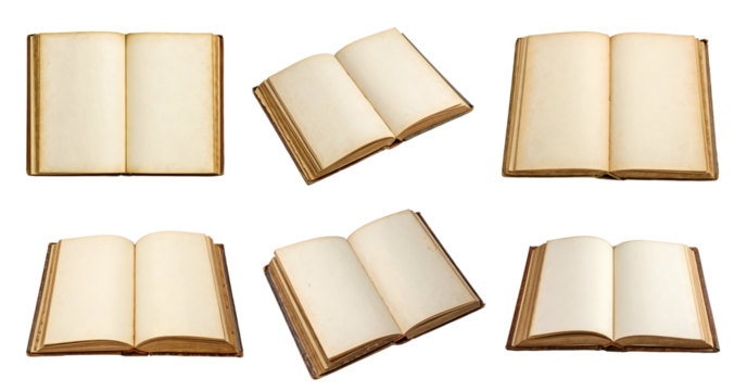 Six old open books - Powered by Adobe