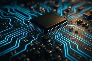 Future Energy – Glowing Blue Circuit Board Texture