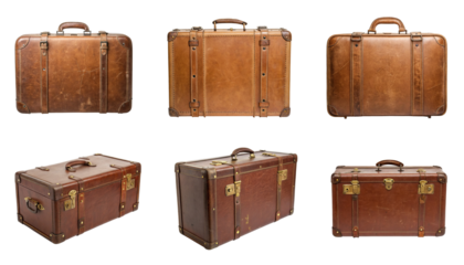 Collection of six vintage suitcases, travel concept