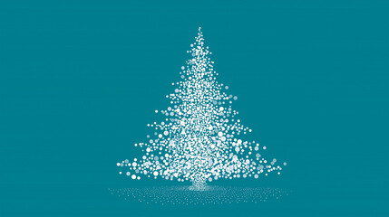 An artistic illuminated Christmas tree, shimmering and twinkling against a serene teal backdrop, a visual poem of festive cheer and hope.