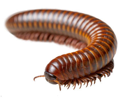 Millipede, a myriapod with many legs and segments